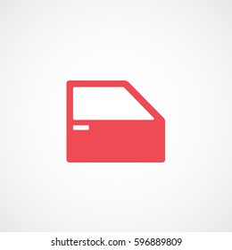 Car Door Red Flat Icon On White Background