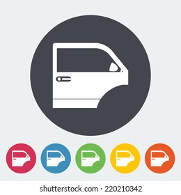 Car door. Single flat icon on the circle. Vector illustration.