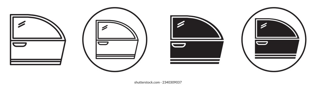 Car Door symbol Icon vector set collection in black and white for web app ui use. Sign mark of automotive  vehicle side  repair or secure by lock for protection. 