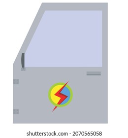 car door with the symbol of renewable and eco-friendly electricity
