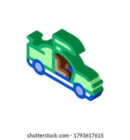 Vector del icono de ajuste de la puerta del automóvil. Señal de ajuste de la puerta isométrica del automóvil. ilustración de símbolo aislado de color