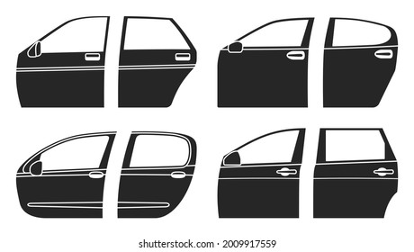 Car door vector black set icon. black set icon auto equipment. Vector illustration car door on white background.
