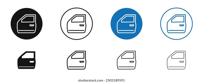 Car door vector icon in black and blue colors