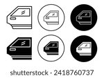 car door vector icon set collection. car door Outline flat Icon.