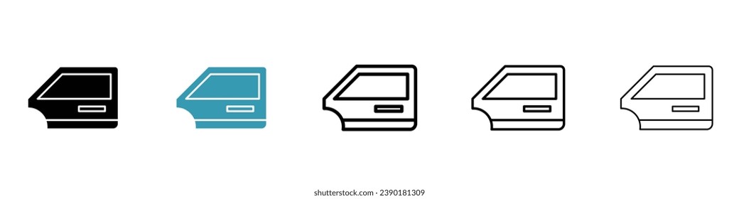 Juego de iconos del vector de la puerta del automóvil. Símbolo de puerta de automóvil en color blanco y negro.