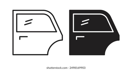 car Door vector icon set in black color.