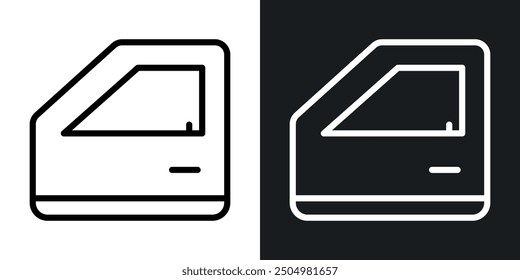 Conjunto de iconos de Vector de puerta de coche en blanco y negro relleno y estilo delineado.