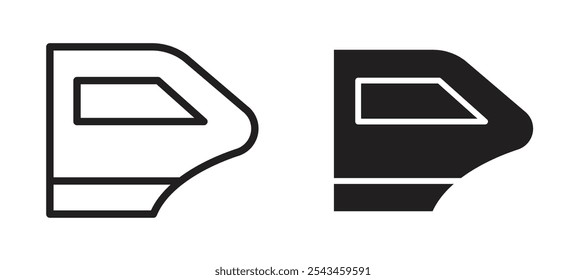 car door vector icon set in black.