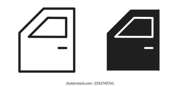 car door vector icon set black filled and outlined style.