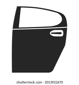 Icono del vector de la puerta del coche.Icono del vector negro aislado en la puerta del coche de fondo blanco.