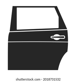 Icono del vector de la puerta del coche.Icono del vector negro aislado en la puerta del coche de fondo blanco.
