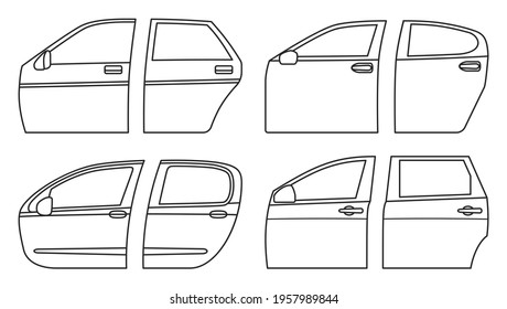 Car door vector outline set icon. outline set icon auto equipment. Vector illustration car door on white background.
