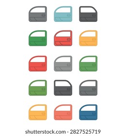 Car door window switch icon set on a simple white background