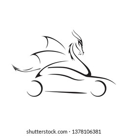 car and dragon, vector logo icon