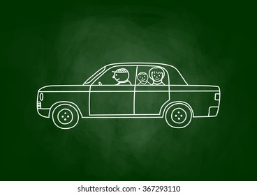 Car drawing on blackboard
