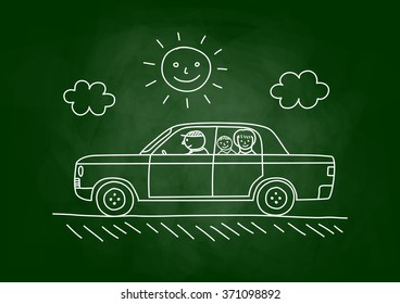 Car drawing on blackboard