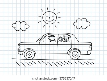 Car drawing on squared paper