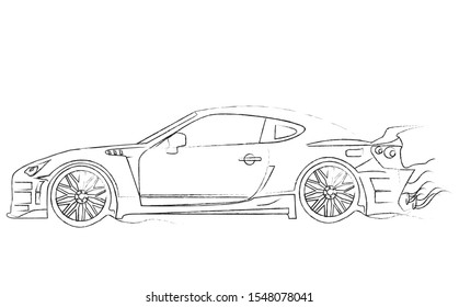 Car drawings drawn from vector With features that are structures or stripes
