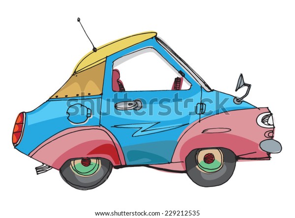 A car drawn in child\
style.