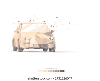a car drawn in geometric shapes.
Low poly geometirc background. 