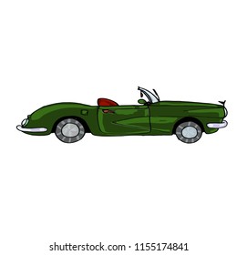 car is drawn in vector. Modern technologies. Retro car.  Family car, travel machine