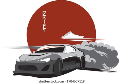 car drift postcard poster print speed japanese style