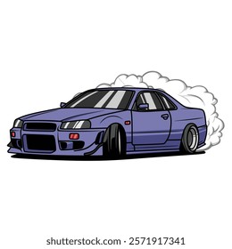 car drifting automotive vector illustration. simple and clean for t-shirt design, poster and design elements