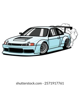 car drifting automotive vector illustration. simple and clean for t-shirt design, poster and design elements