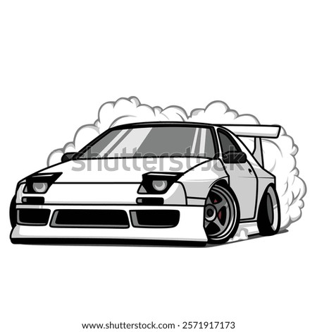 car drifting automotive vector illustration. simple and clean for t-shirt design, poster and design elements