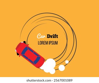 Car Drifting Sports Top View Place for Text. Sport racing and transportation means concept vector