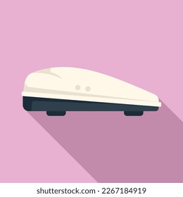 Car drive roof box icon flat vector. Travel trunk. Road trip