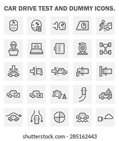Car drive test and dummy icons sets.