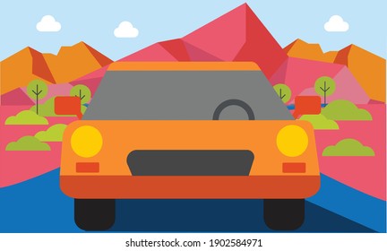 Car drive through the desert