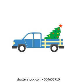Car driven by the Christmas tree