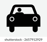 Car Driver Driving Vehicle Front View Travel Drive Automobile Sedan Windscreen Traffic Taxi Black White Icon Sign Symbol Vector Illustration Artwork