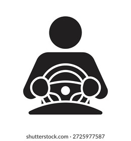 Ícone do motorista segurando o volante visão frontal para o controle do veículo automotivo transporte de viagem e tráfego de viagem de viagem de estrada