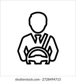 Icono del conductor del coche, gráficos del Vector de la línea