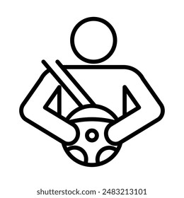 Autofahrersymbol Lineares Logo in Schwarz-Weiß