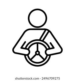 car driver icon linear logo mark in black and white