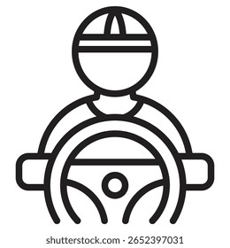 Ilustración vectorial aislada del icono del conductor del coche