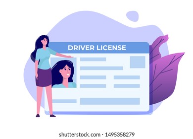 Car driver license concept. Flat style vector illustration