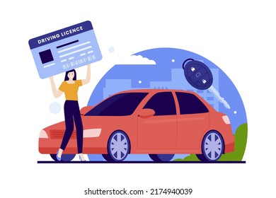 Car driver license flat design concept. Illustration for websites, landing pages, mobile applications, posters and banners. Trendy flat vector illustration