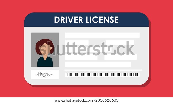 Car driver license icon of woman on red\
background. Vector illustration flat\
design.