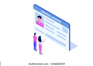 Car driver license, id card icon isometric concept. Vector illustration.