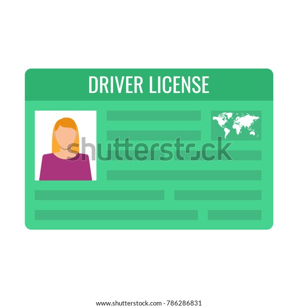 Car driver\
license identification with female photo. ID card isolated on white\
background. Vector\
illustration.
