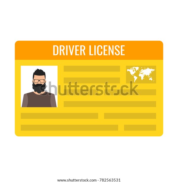Car driver license\
identification with male photo. ID card isolated on white\
background. Vector\
illustration.