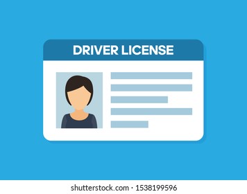 Car driver license. Woman flat icon