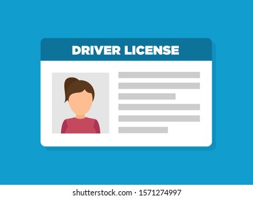 Car driver license woman icon. Vector illustration