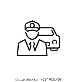 Icono de línea de controlador de coche aislado en fondo blanco