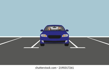 Car with driver and passenger in the parking lot